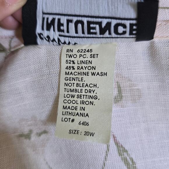 VTG Positive Influence Linen Dress 2pc Set Womens Plus 20W Cottagecore Floral - Picture 6 of 14